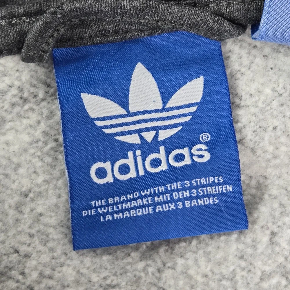 Adidas Men Jacket L Gray Fleece Activewear Zipper Logo Long Sleeve READ